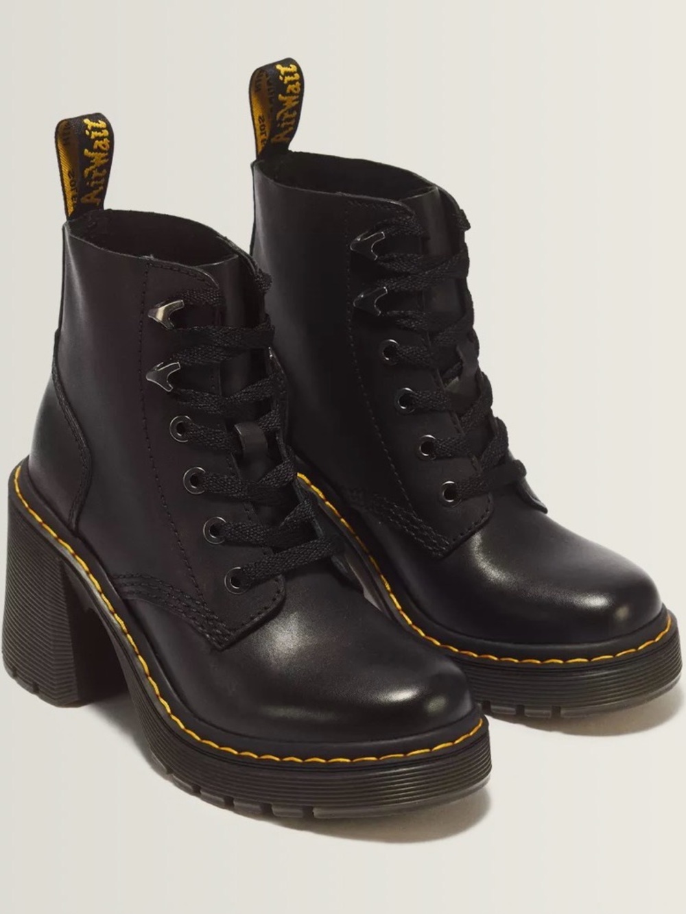 Dr. Martens Black Women's Chunky Lace-Up Heel Boots Size 9